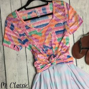 Silky feel geo print short sleeve tee